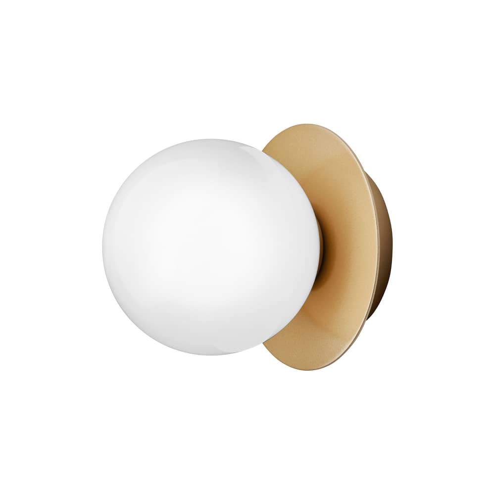 Bad-Wandlampe Liila 1 Small glas gold / Deckenleuchte - Ø 12 cm - NUURA - Gold / Opalinweiß - Aluminium, mundgeblasenes Glas