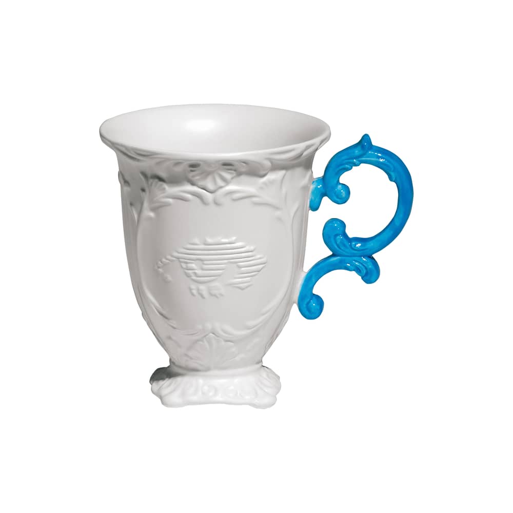 Mug I-Mug céramique bleu blanc - Seletti - Blanc /  Anse bleue - Porcelaine