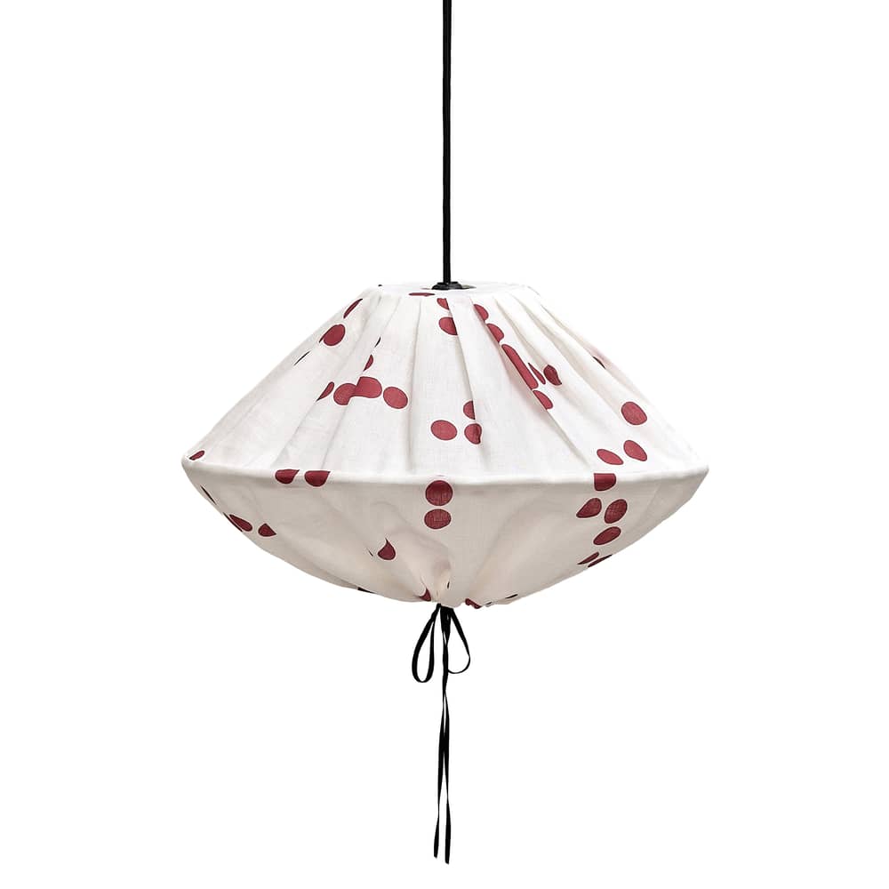 Paralume Yumi tessuto rosso / Ø 50 x H 30 cm - Lino - NOBODINOZ - Rosso / A pois - Ferro, Lino