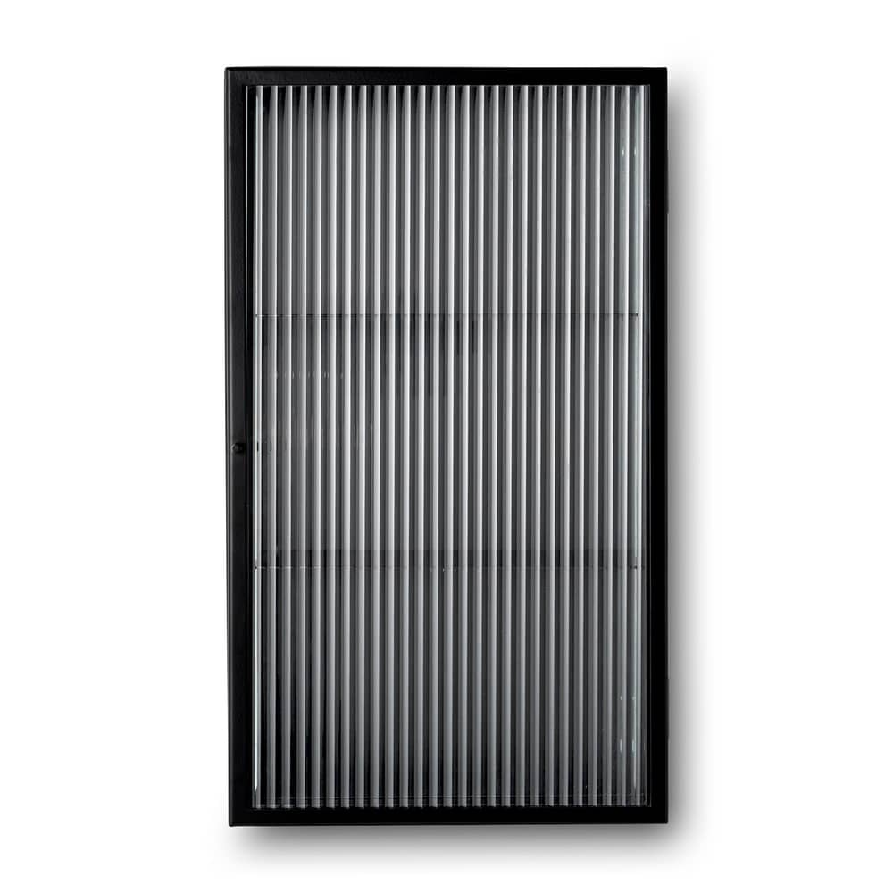 Rangement mural Haze métal noir / L 35 x H 60 cm - Verre cannelé - Ferm Living - Noir / Verre cannelé - Métal laqué époxy, Verre cannelé
