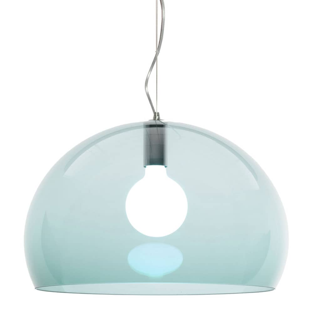 Suspension FL/Y / Ø 52 cm - PMMA recyclé - Kartell - Bleu pétrole - PMMA recyclé