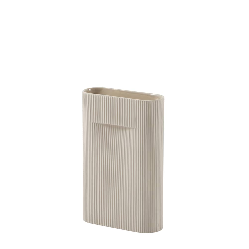 Vaso Ridge Medium ceramica bianco beige / H 35 cm - Terracotta - Muuto - Beige - Maiolica