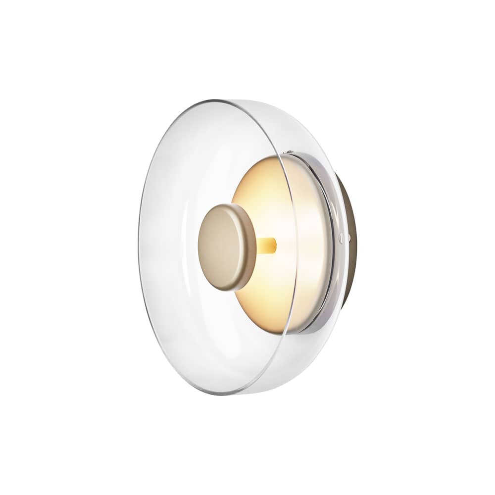 Blossi LED Wall light glass transparent / Ø 23 cm - NUURA - Transparent / Brass - Metal, Mouth blown glass