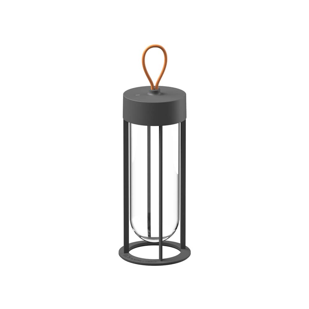In Vitro Unplugged LED Wireless rechargeable outdoor lamp metal glass grey / LED -  By Starck - Flos - Charcoal grey - Aluminium, Borosilicated glass