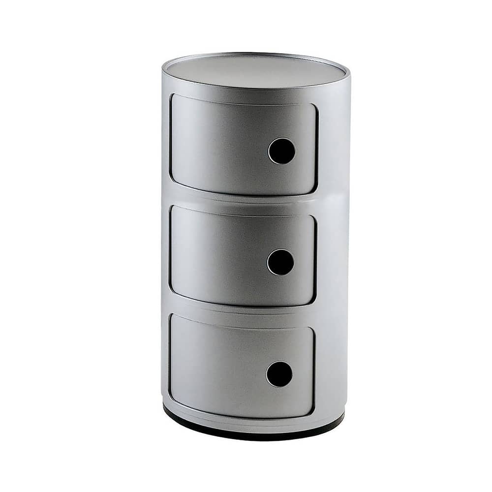 Ablage Componibili plastikmaterial grau silber / 3 Schubladen - H 58 cm - Anna Castelli Ferrieri, 1968 - Kartell - 3 Elemente - Silber - ABS