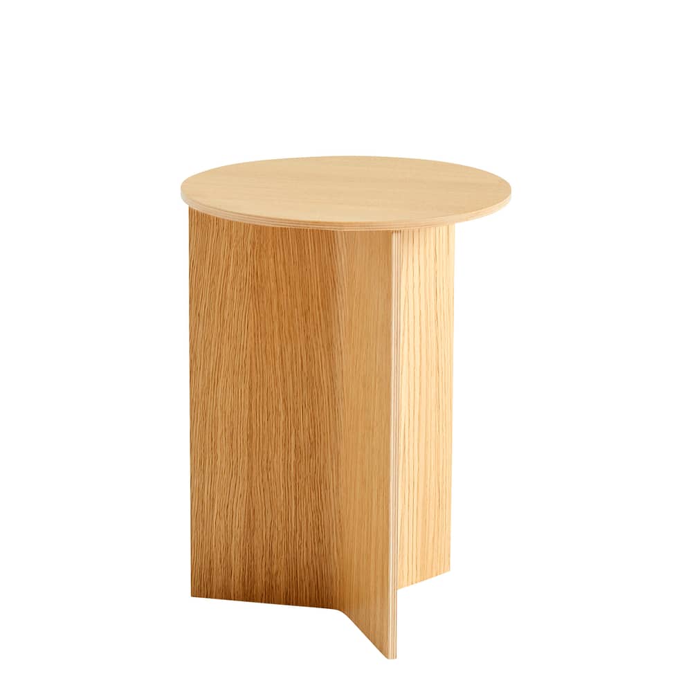 Slit Wood End table natural wood / Top - Ø 35 X H 47 cm / Wood - Hay - Oak - Oak veneer