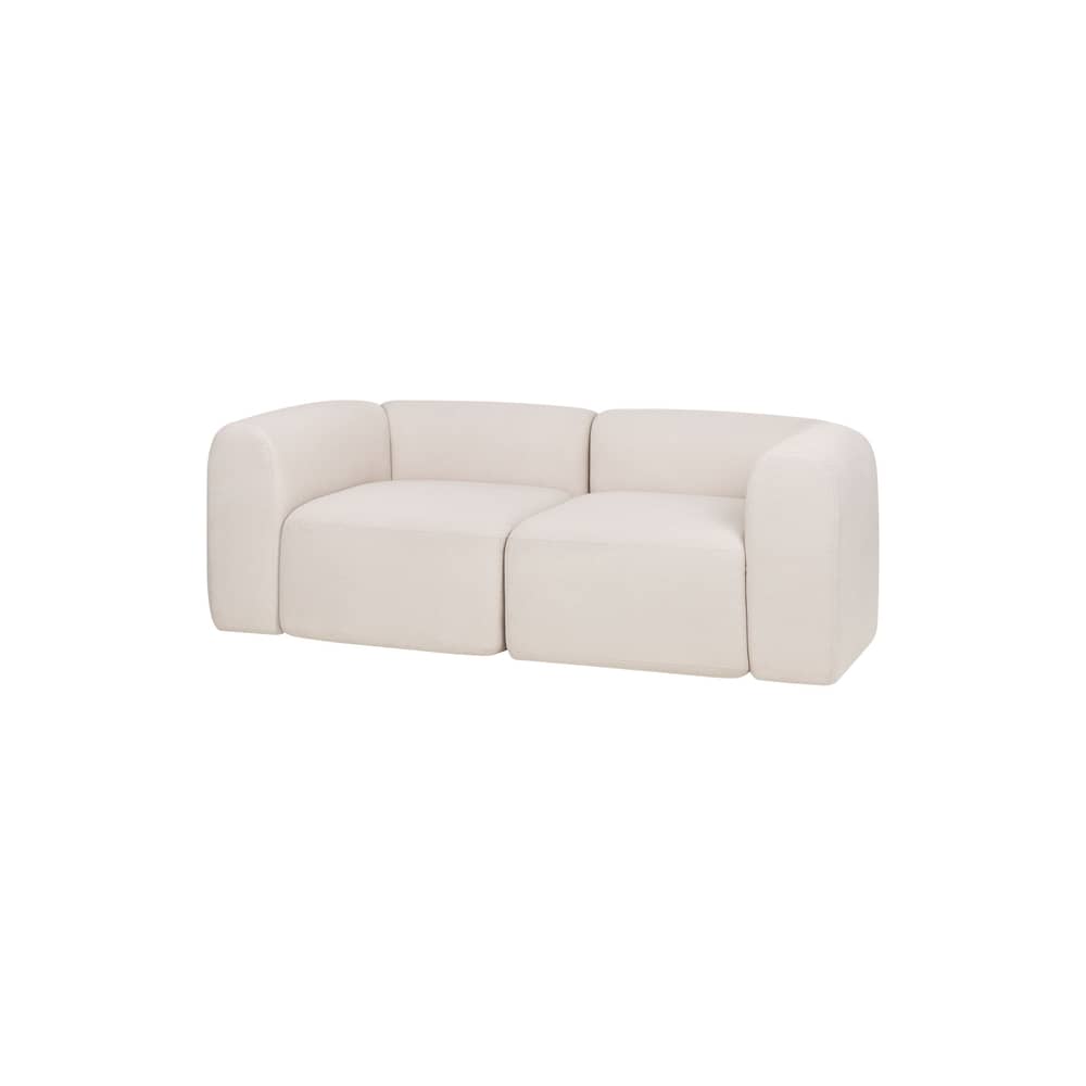 Sofa Flom textil beige / L 193 cm - NOO.MA - Beige Wolke - Holz, Polyester-Gewebe, Polyesterwattefüllung