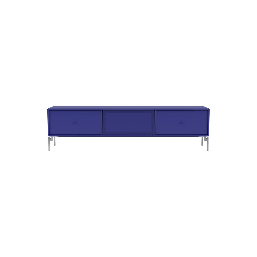 Meuble TV Octave V bois bleu / Avec pieds - L 138 x P 30 x H 36,6 cm - MONTANA - Monarch 135 - Acier, Acier perforé, MDF laqué