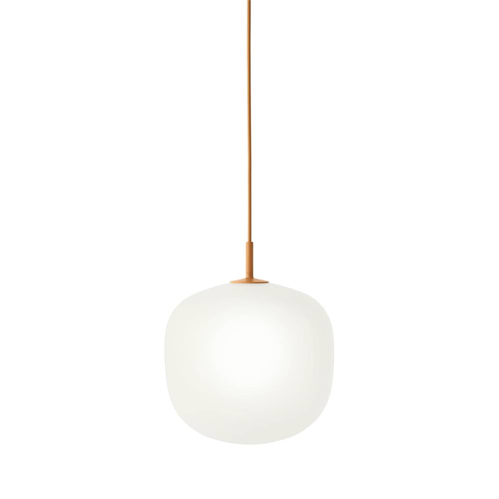 Suspension Rime / Ø 25 - Verre soufflé bouche - Muuto - Monture orange / Blanc - Aluminium verni, Verre soufflé bouche