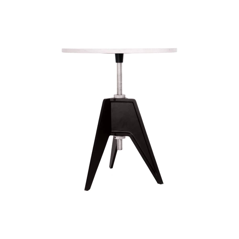 Table à hauteur réglable Screw marbre blanc noir / Ø 60 cm - H 55/84,5 cm - Tom Dixon - Ø 60 cm - Noir / blanc - Aluminium, Fonte, Marbre