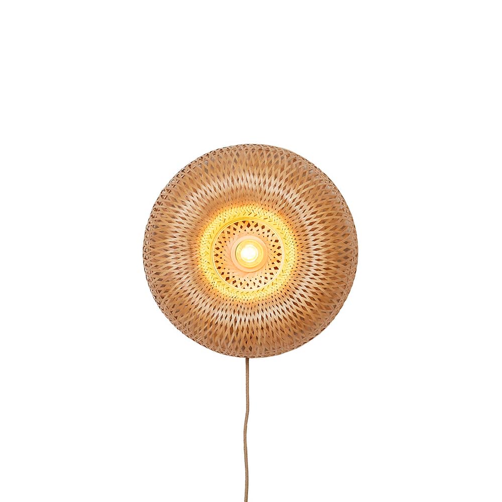 Wandleuchte mit Stromkabel Barbados holz beige / Ø 35 cm - Bambus - GOOD&MOJO - Natur - Bambus, Eisen