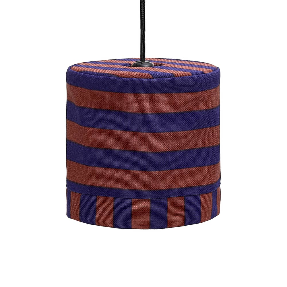 Abat-jour Linda tissu bleu / Ø 20 x H 21 cm - NOBODINOZ - Rouge brun - Bleu encre - Coton biologique, Fer