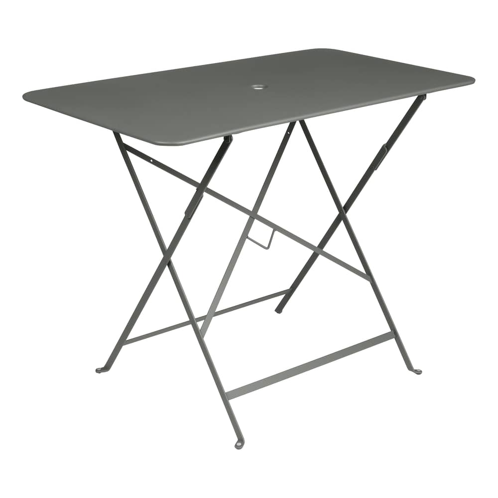 Klapptisch Bistro metall grün grau / 97 x 57 cm - für 4 Personen - mit Sonnenschirmloch - Fermob - Rosmarin - bemalter Stahl