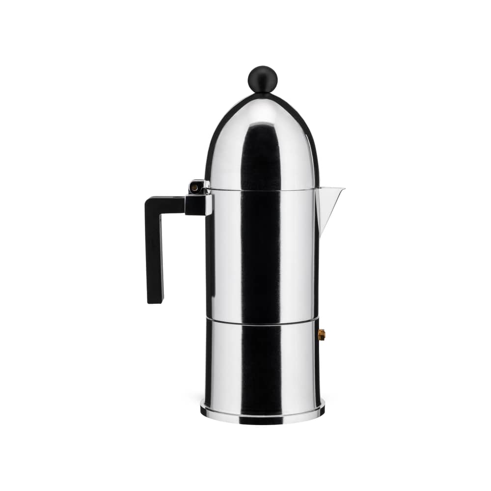 Cafetière italienne La Cupola métal noir / Induction - 6 tasses / Aldo Rossi, 1988 - Alessi - Noir / Acier - Acier magnétique, Fonte d\'aluminium, Résine thermoplastique