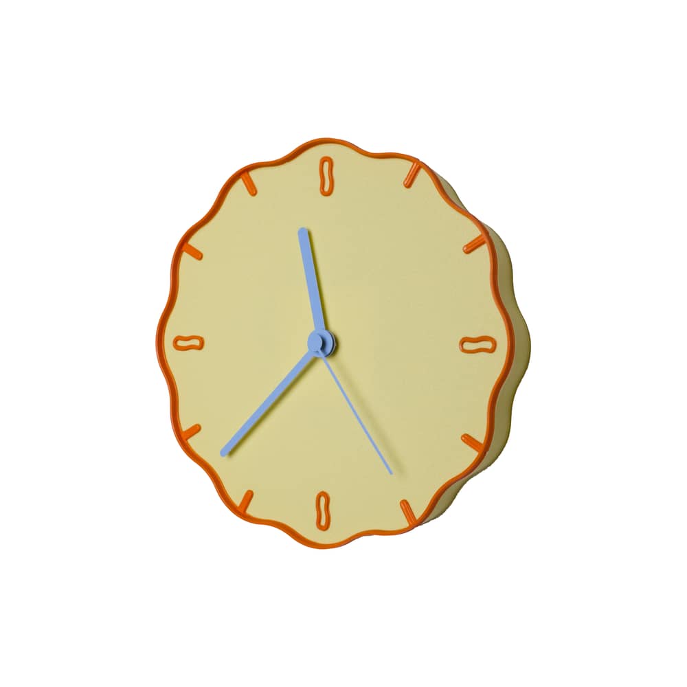 Horloge Margherita jaune / Plastique recyclé - Warren & Laetitia - Jaune beurre - Orange - Bleu ciel - Plastique recyclé