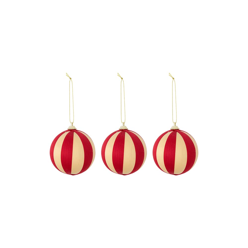 Palle di Natale Wynn tessuto rosso / Diametro da 3 a 8 cm - Bloomingville - Rosso - Espanso, Poliestere