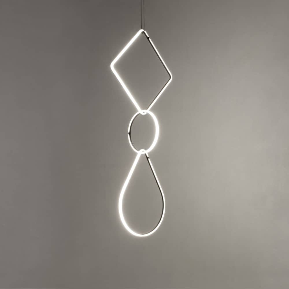 Arrangements 1 LED Pendant metal white black / 3 elements - H 180 x L 52 cm - Flos - Black & White - Painted aluminium, Polycarbonate