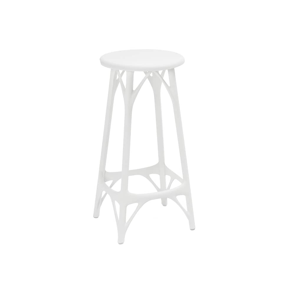 Sgabello alto A.I. LIGHT materiale plastico bianco / H 65 cm - Progettato da una intelligenza artificiale / Riciclato - Kartell - Bianco - Tecnopolimero termoplastico riciclato