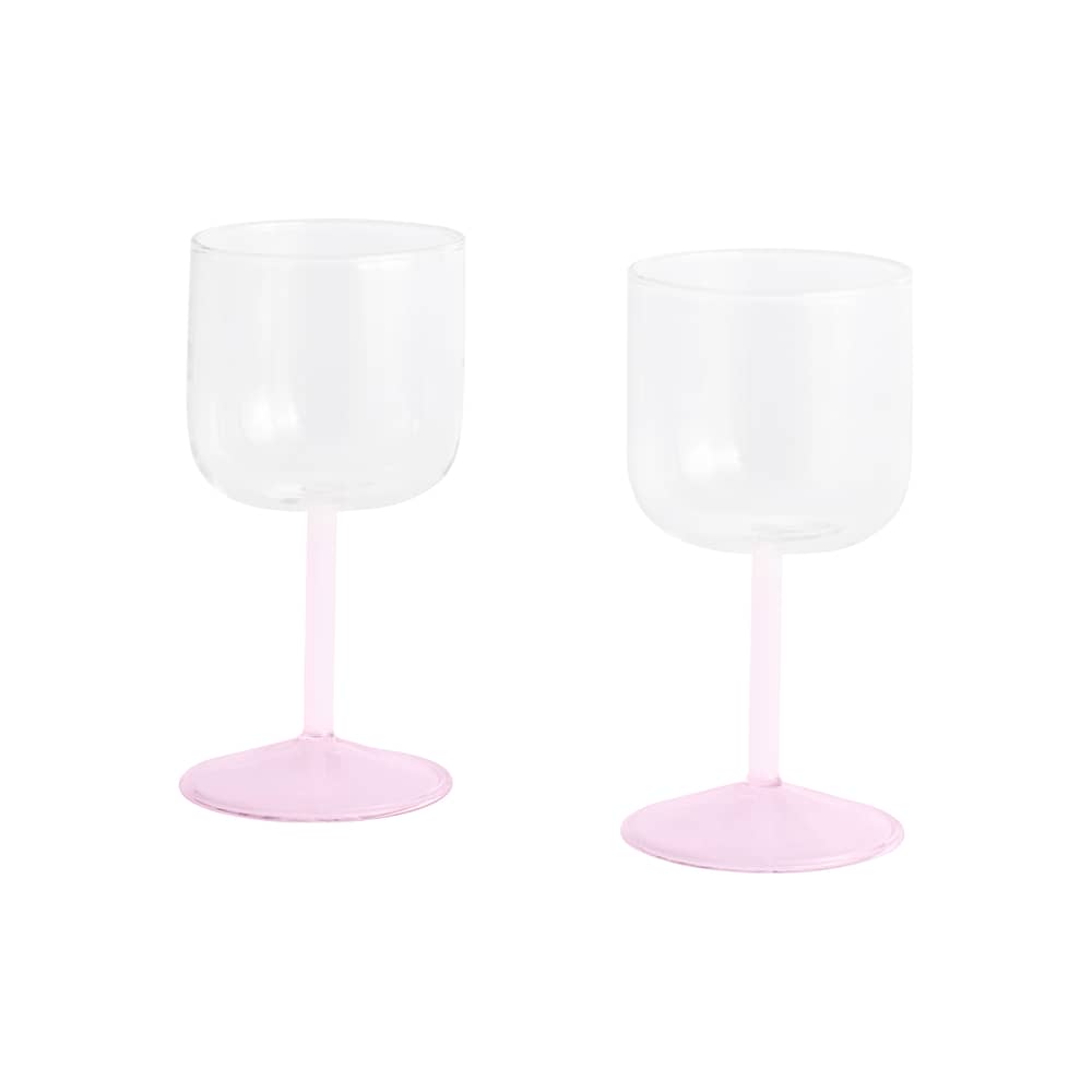 Set de 2 verres à vin Tint - Hay - Transparent, rose jade clair et rose pâle - Verre borosilicaté