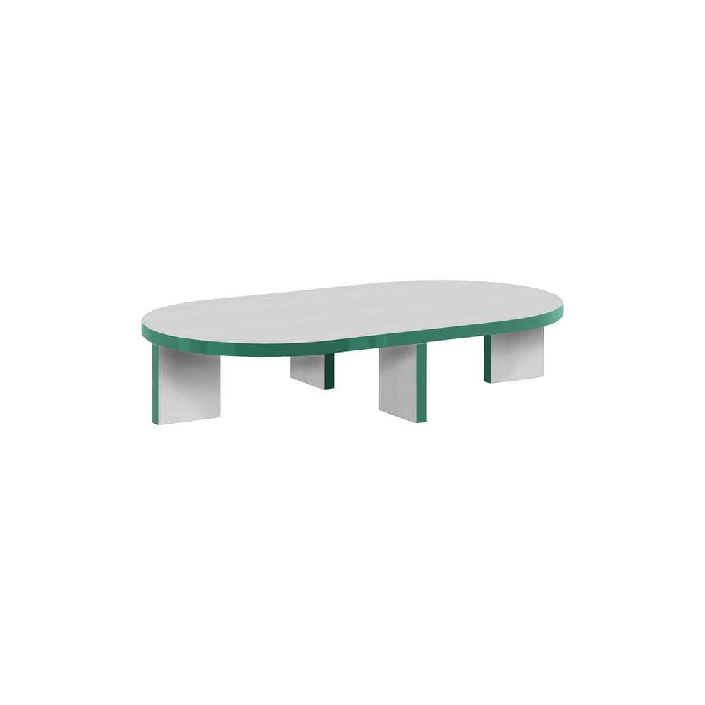 Table basse Slice me nice matériau vert / 140 x 75 x H 28 cm - Zanotta - 140 x 75 x H 28 cm / Vert & argent - MDF revêtus de stratifié Fenix®