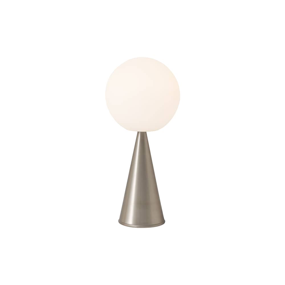 Bilia Table lamp glass white silver metal / H 43 cm - By Gio Ponti (1932) - Fontana Arte - Nickel - Brushed nickel-plated metal, Satin blown glass