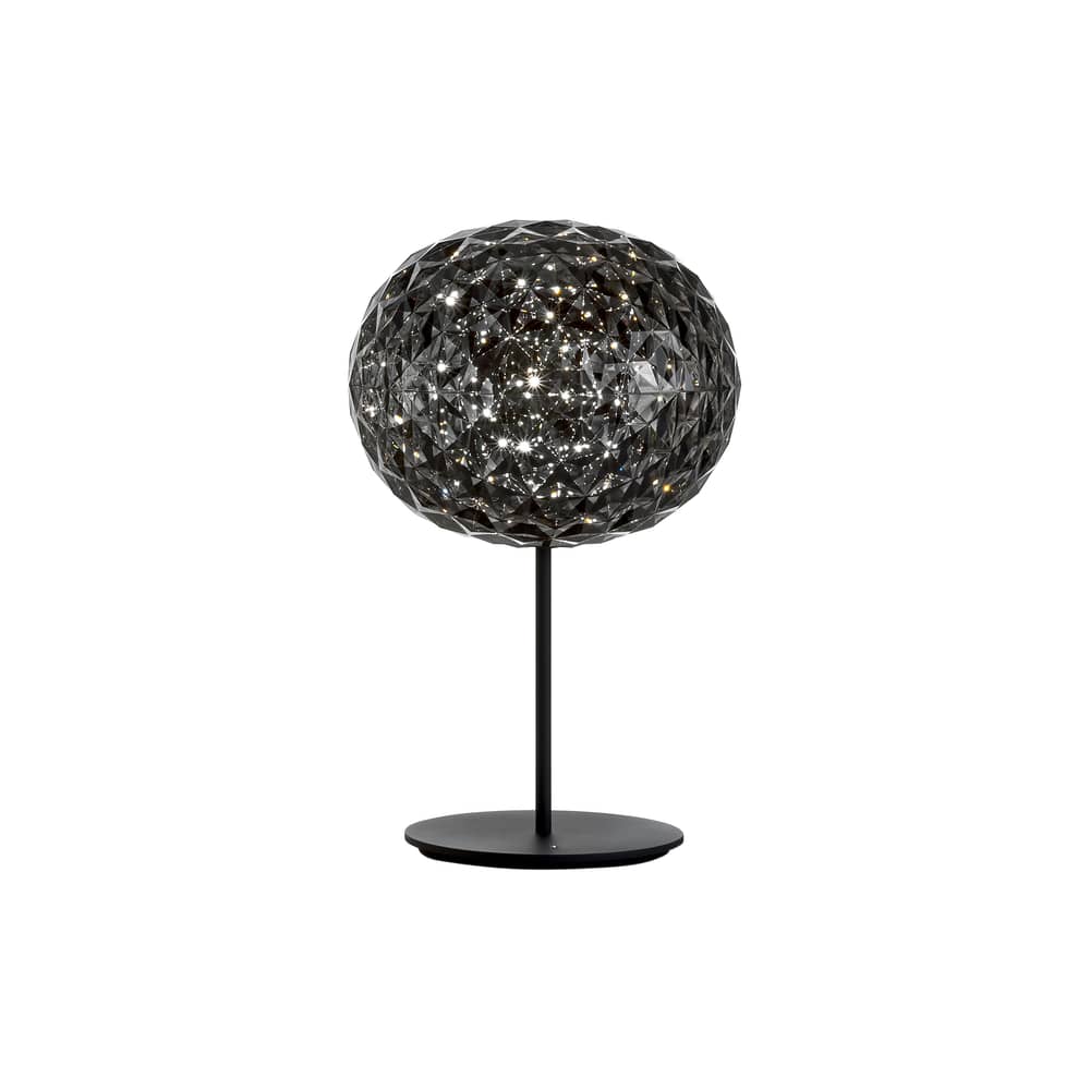 Planet LED Table lamp plastic material grey black LED - H 53 cm - Kartell - Smoked grey / Black base - Aluminium, Thermoplastic technopolymer