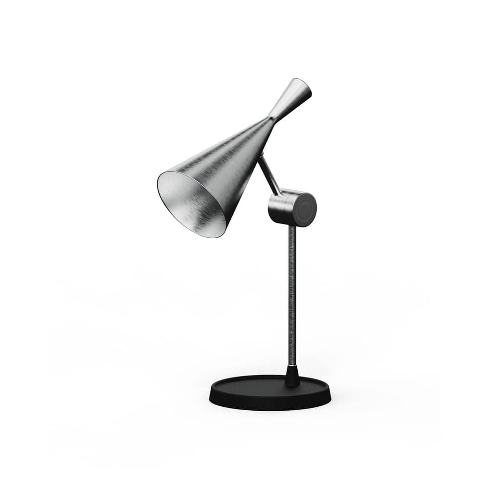 Unbeaten LED Table lamp metal silver - Tom Dixon - Natural aluminium - Cast iron, Spun aluminium