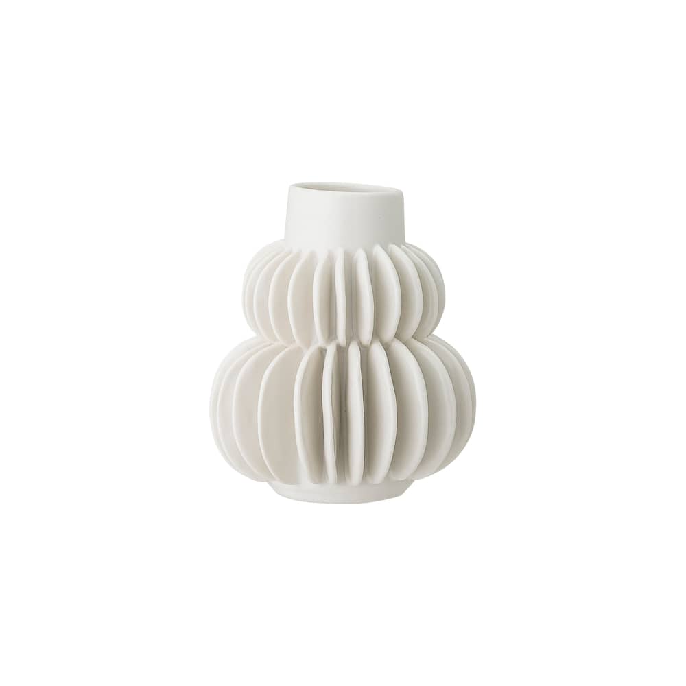 Vase Halfdan céramique blanc / Ø 11,5 x H 14 cm - Grès - Bloomingville - Blanc - Grès