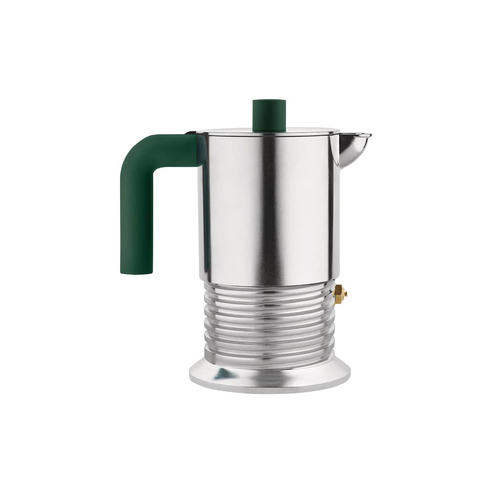 Cafetière italienne Vite vert / 3 tasses - 15 cl / Induction - Alessi - Vert vif & acier - Fonte d\'aluminium, Résine thermoplastique