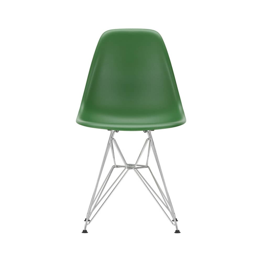 Chaise RE DSR - Eames Plastic Side Chair / (1950) - Pieds chromés / Recyclé - Vitra - Vert émeraude / Pieds chromés - Acier chromé, Plastique recyclé post-consommation