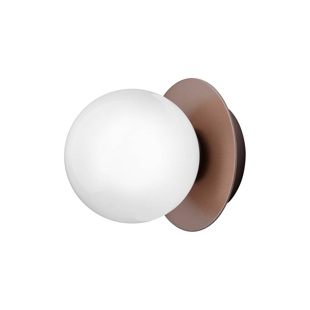 Applique salle de bains Liila 1 Small / Plafonnier - Ø 12 cm - NUURA - Bronze foncé / Blanc opalin - Aluminium, Verre soufflé bouche