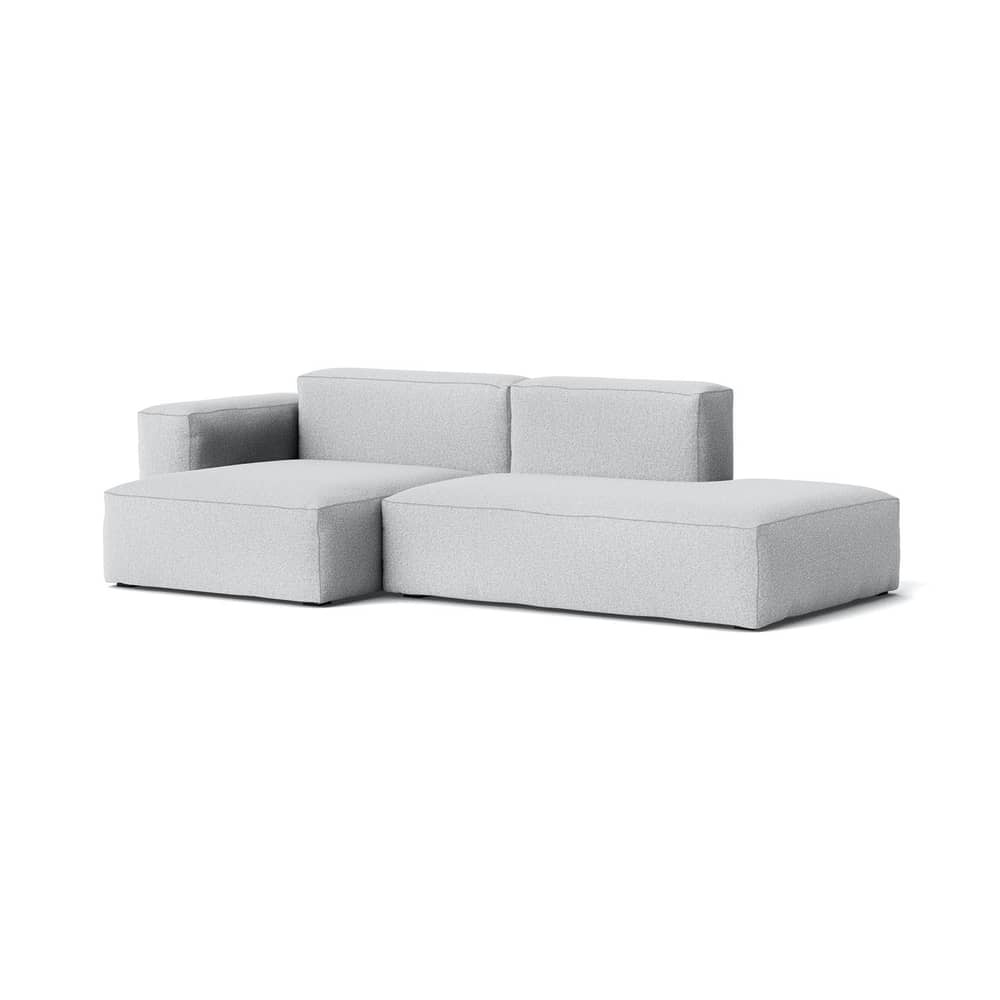 Canapé d\'angle Mags Soft Low Armrest n°3 / 2,5 places - L 256.5 cm / Accoudoir gauche - Hay - Accoudoir gauche / Gris clair (Tissu Mode) -  Duvet, Bois, Mousse polyuréthane HR, Ressorts, Tissu