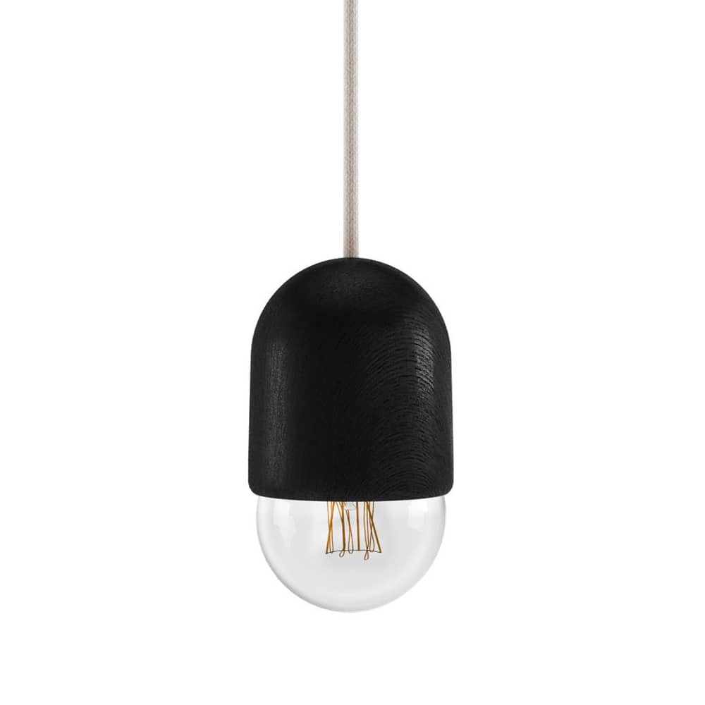 Pendelleuchte Luce Medium holz schwarz / Ø 10 x H 18 cm - Hartô - Schwarz - Gebeizte Massiveiche