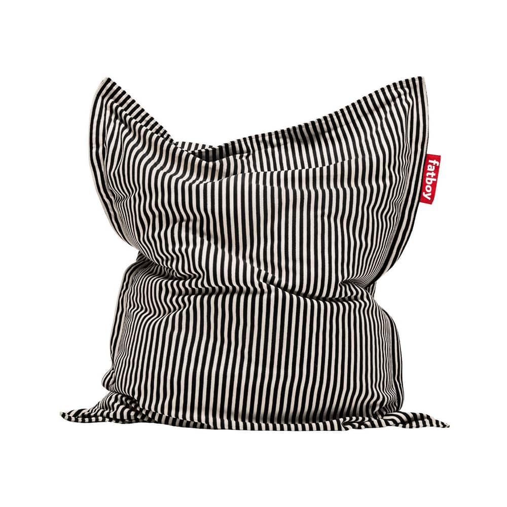 Pouf Original Slim Terry / Tissu éponge - 155 x 120 cm - Fatboy - Noir / Crème -  Micro-billes EPS, Tissu éponge