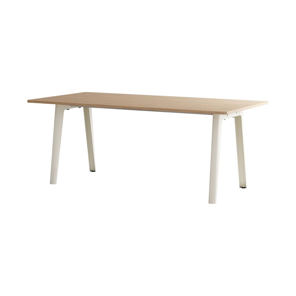 Table rectangulaire New Modern / 190 x 95 cm - Chêne éco-certifié / 8 à 10 personnes - TIPTOE - Chêne / Pieds blanc crème - Acier thermolaqué, Sapin massif plaqué chêne