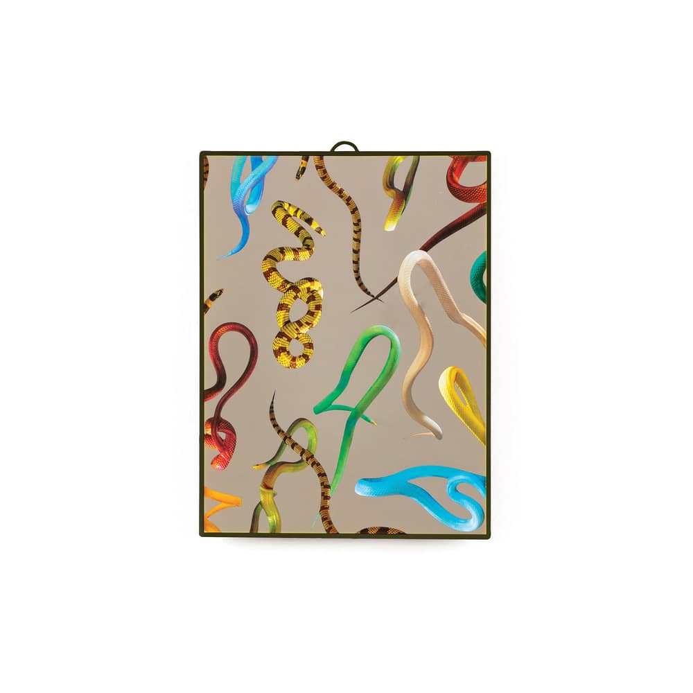 Specchio Toiletpaper materiale plastico multicolore / Snakes - Medium H 30 cm - Seletti - Serpenti / verde - Materiale plastico, Vetro serigrafato
