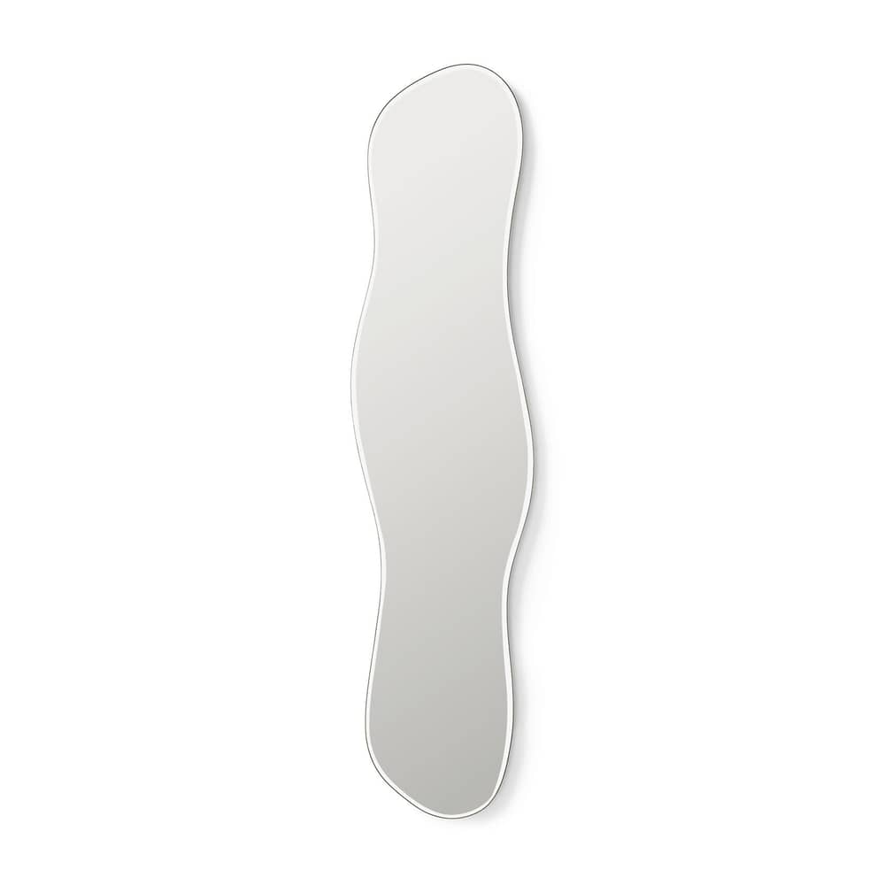 Wandspiegel Pond Full Size metall silber / B 40 x H 164.8 cm - Ferm Living - Chrom dunkel -  Verre miroir, Dunkel verchromtes Zink, Holzfaserplatte