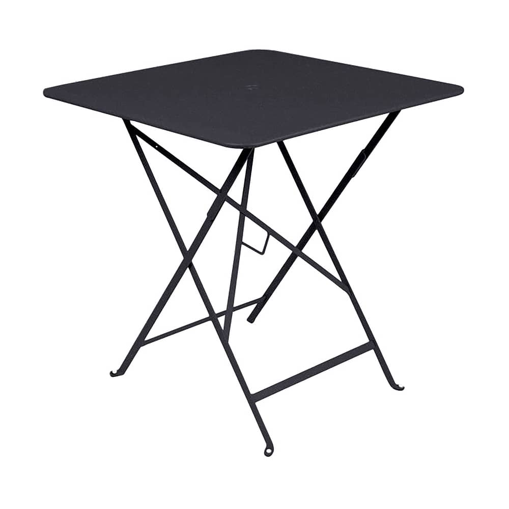Bistro Foldable table metal grey 71 x 71 cm - Umbrella hole - Fermob - Anthracite - Lacquered steel