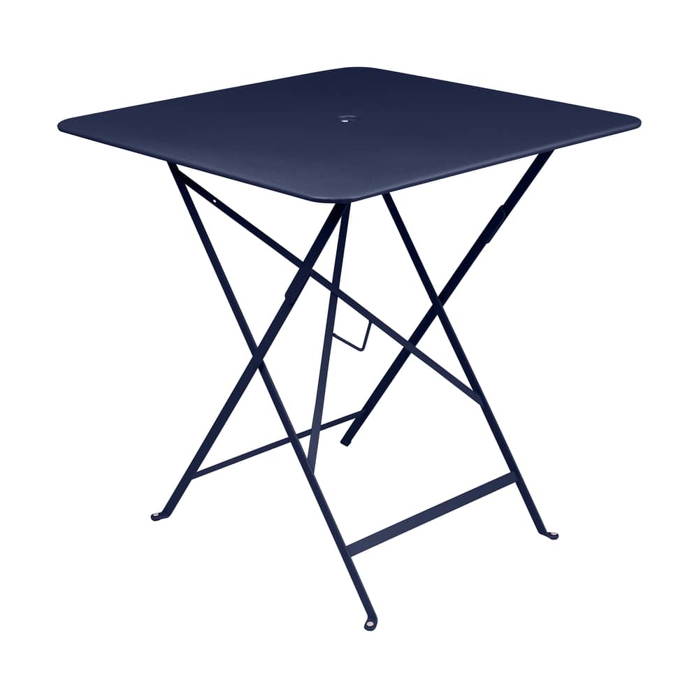 Tavolo pieghevole Bistro metallo blu / 71 x 71 cm - Foro per parasole - Fermob - Blu abisso - Acciaio laccato