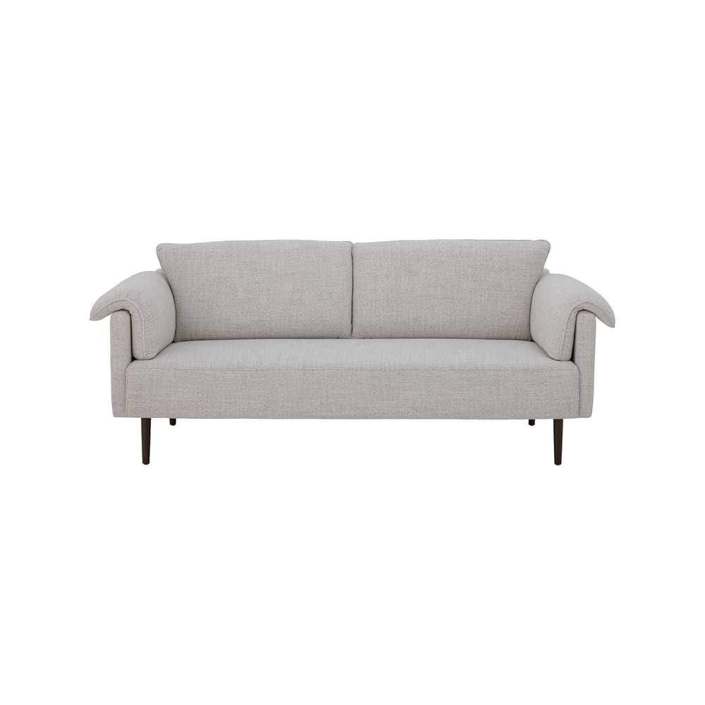 Canapé droit Chesham tissu blanc / 3 places - L 200 cm - Bloomingville - Blanc cassé / Noyer - Chêne, Contreplaqué, Mousse, Tissu polyester