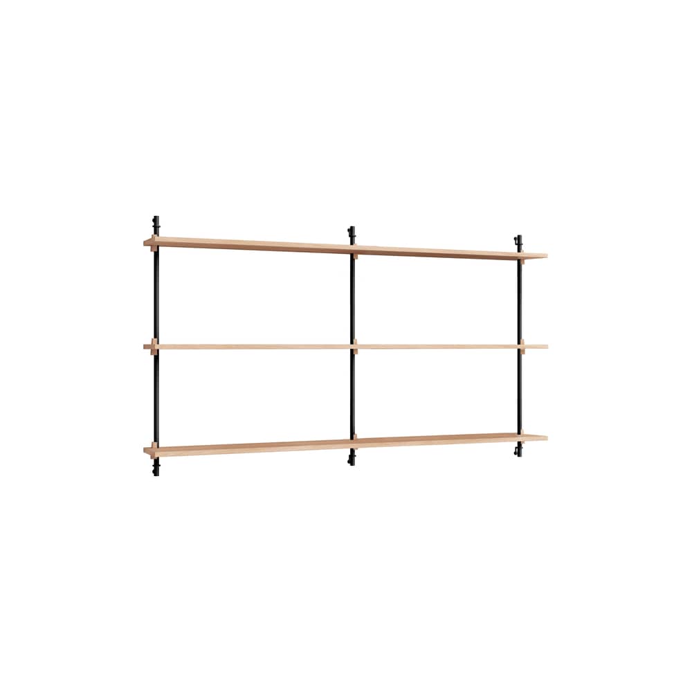 Étagère Wall Shelving – ws.85.2 bois naturel / L 162 x H 85 cm x Prof. 17,5 cm - MOEBE - Chêne naturel / Noir - Acier, MDF placage chêne