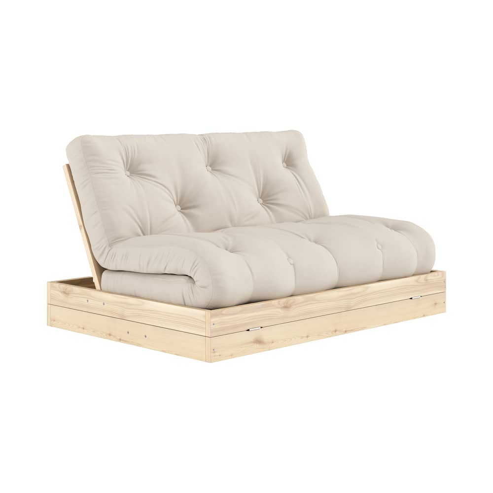 Canapé convertible Flip / L 145 cm - 3 positions - KARUP DESIGN - Beige 747 / Pin - Fibres recyclées mélangées, Mousse, Pin massif certifié FSC, Tissu