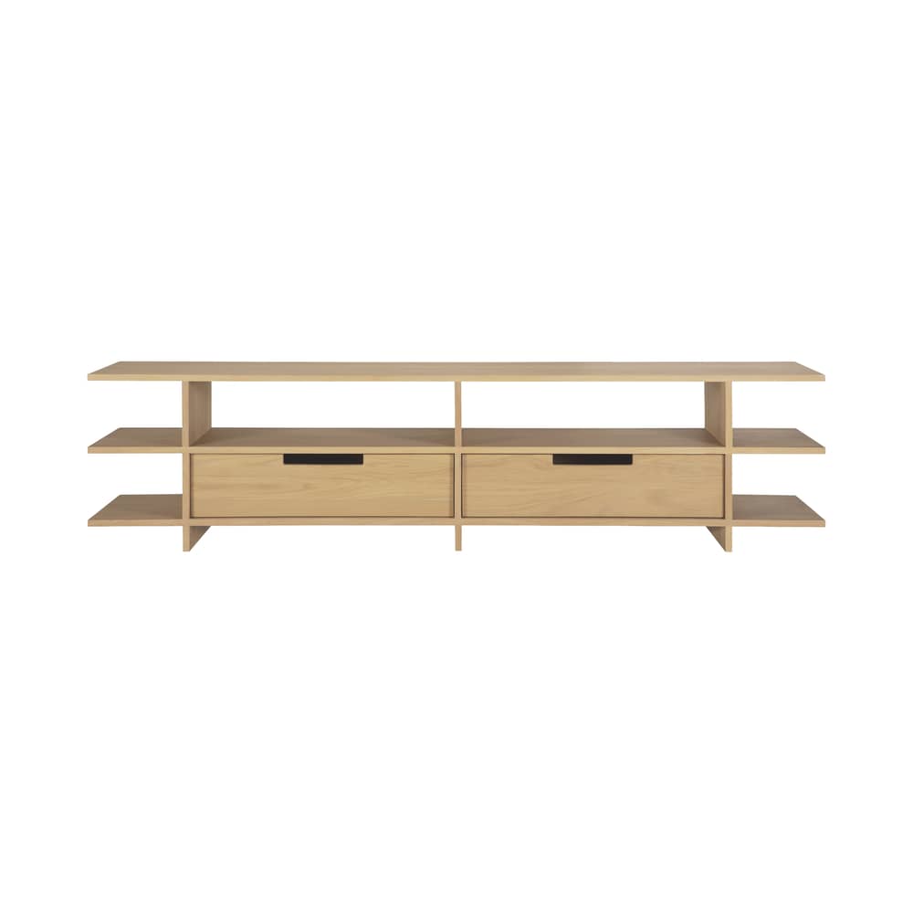Mobile TV Kabuki legno naturale / L 200 cm - 2 cassetti - Ethnicraft - Rovere naturale - Massello di quercia oliato