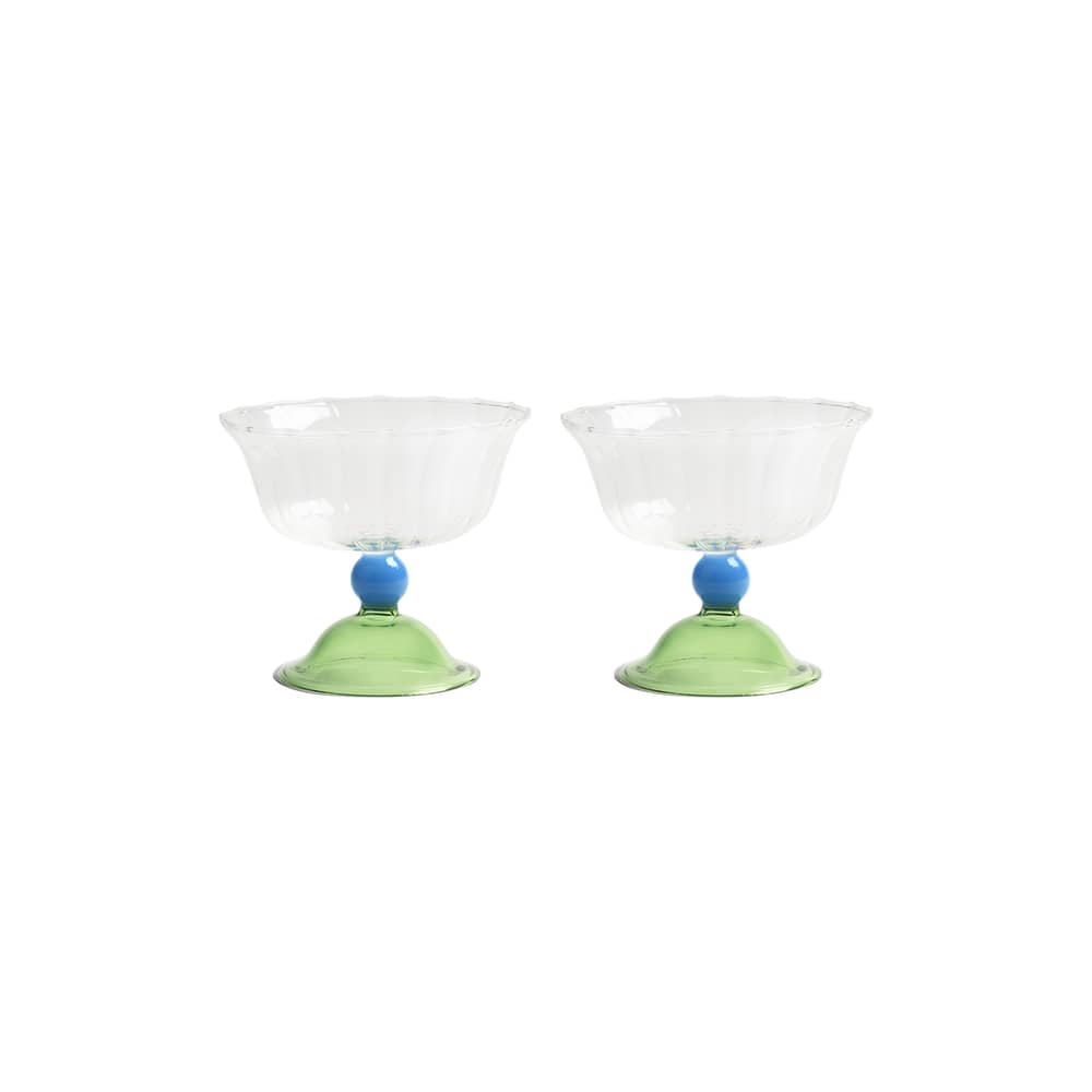 Schale Tulip glas grün / Set von 2 - & klevering - Grün - Borosilikatglas