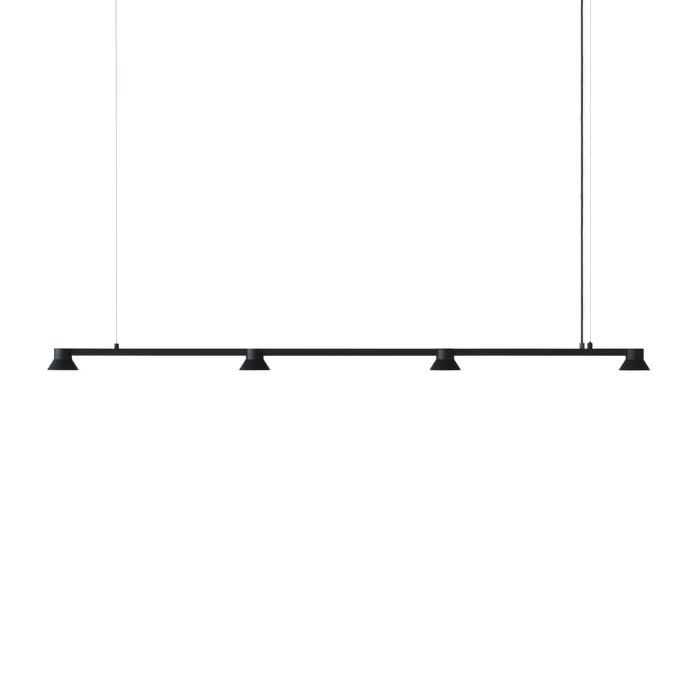 Sospensione Hat Linear Large metallo nero / L 167 cm - Normann Copenhagen - Nero - Acciaio, Alluminio, PMMA