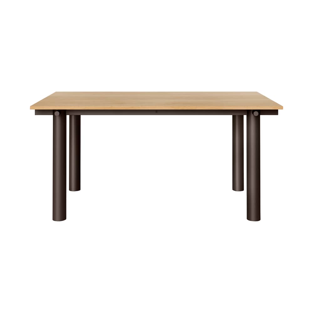Table rectangulaire Atura bois naturel / 160 x 90 cm - Ferm Living - Chêne naturel / Pieds chocolat - Acier thermolaqué, Placage de chêne