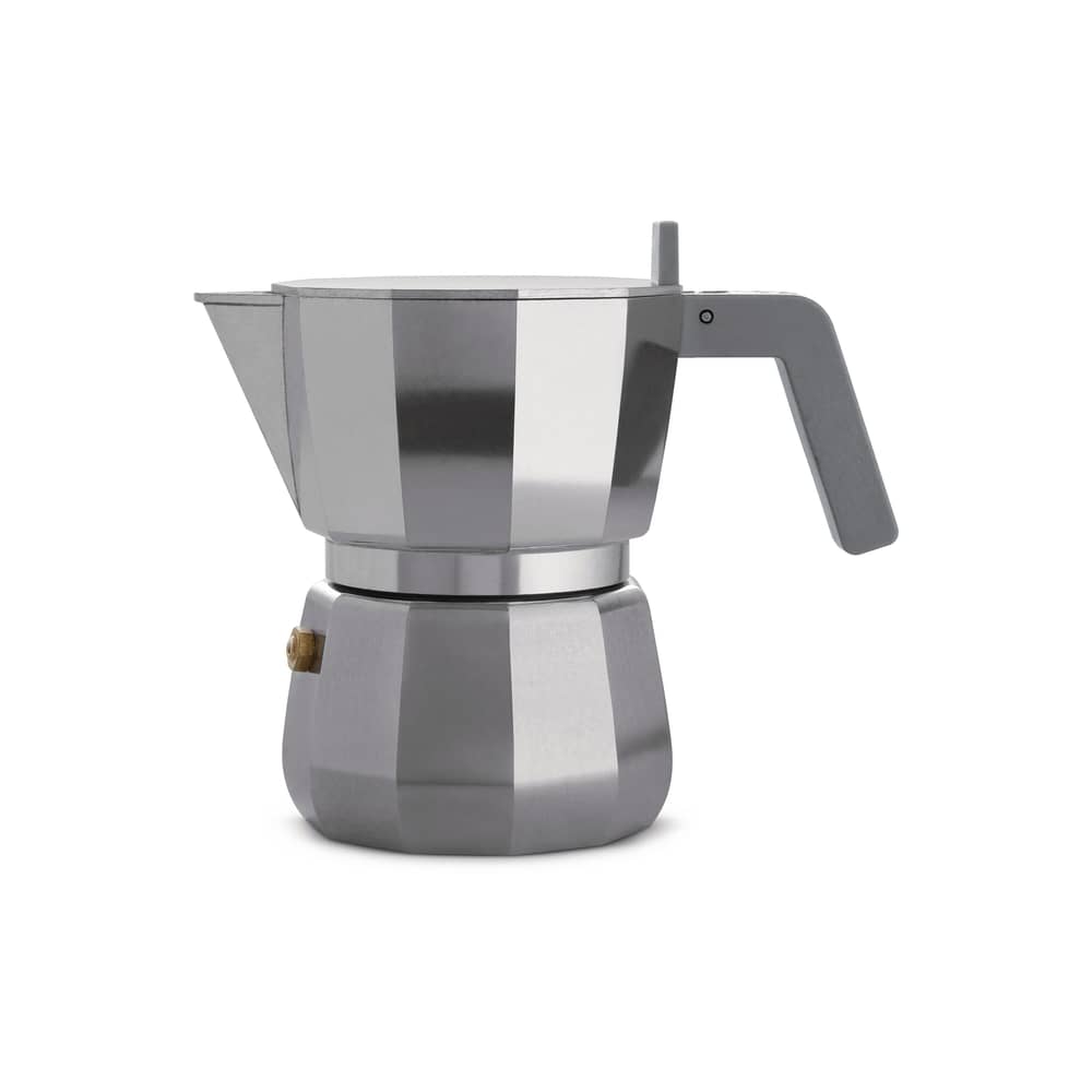 Cafetière italienne Moka gris argent métal /3 tasses - Alessi - 3 tasses / Acier - Fonte d\'aluminium, Polyamide