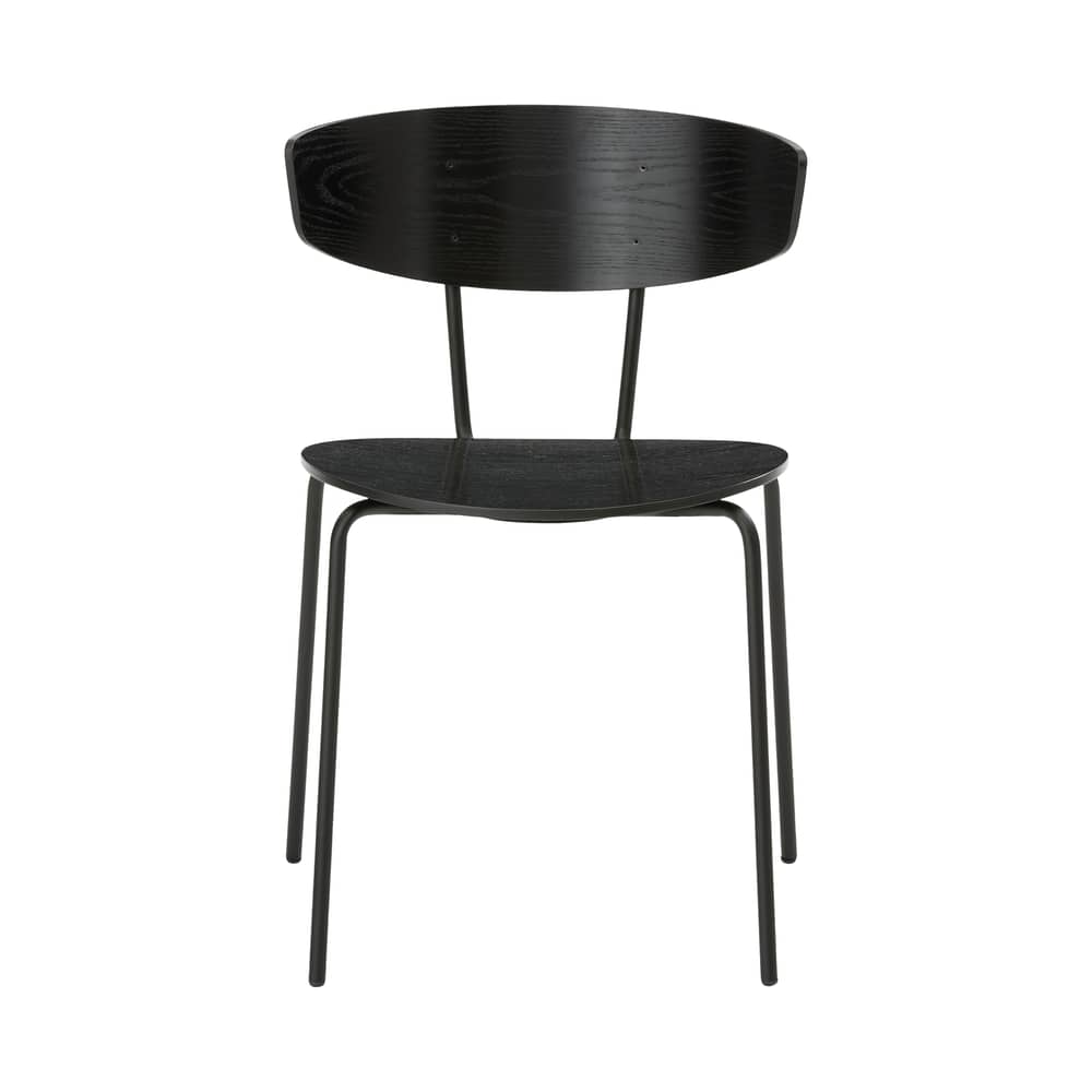 Chaise empilable Herman bois noir - Ferm Living - Noir - Acier laqué époxy, Contreplaqué de chêne laqué