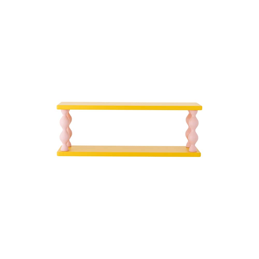 Etagère murale Bibiola bois jaune / L 60 x H 21.5 cm - Bloomingville - Jaune flashy / Rose pâle - MDF laqué