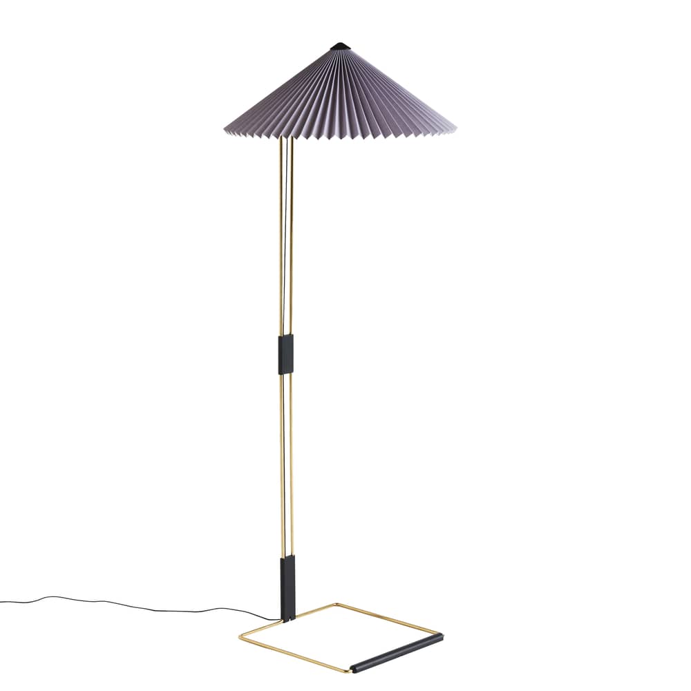 Lampadaire Matin tissu violet / Ø 50 x H 129 cm - Hay - Lavande - Acier plaqué laiton, Coton